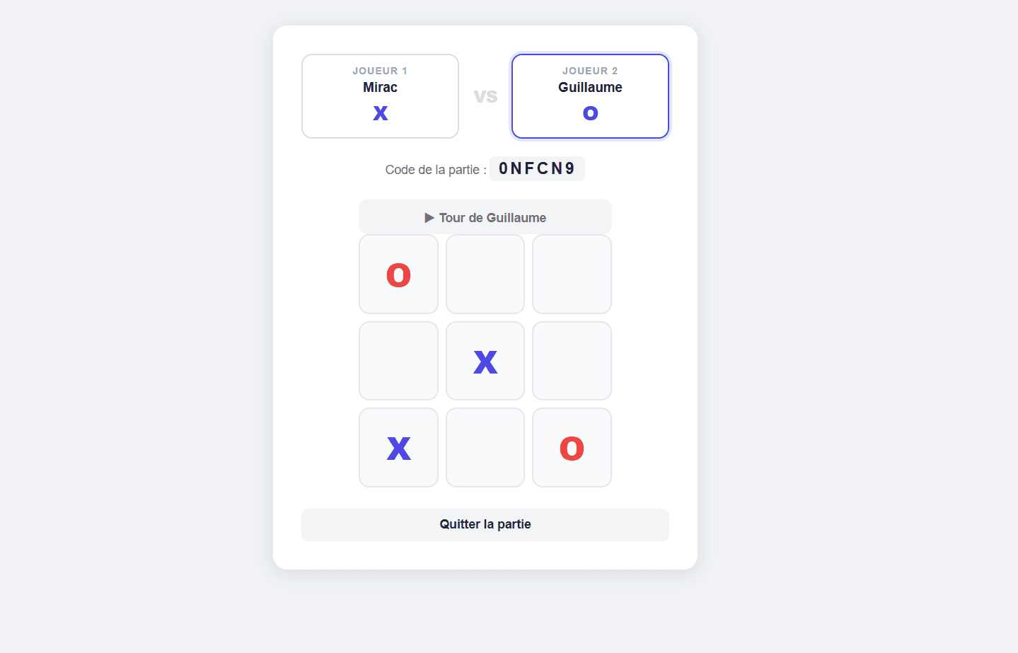 Aperçu du projet Morpion multijoueur en temps réel
